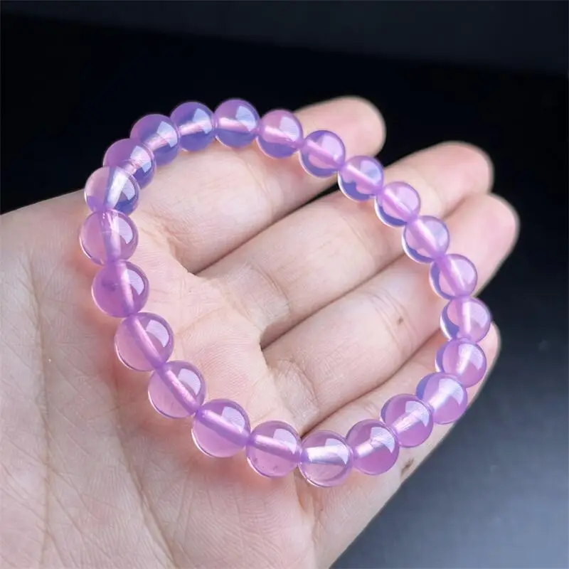 9MM Natural Starlight Pink Gem Bracelet Luxury Jewelry Accessories Quartz Crystal Stone Bangle 1pcs