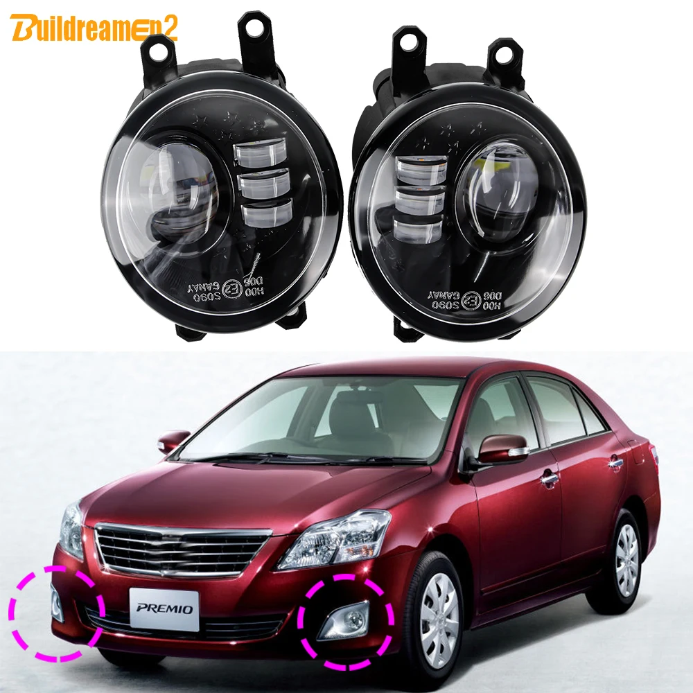 1 Pair Glass Lens LED Fog Light For Toyota Premio (T260) 2007-2021 30W 6000LM Car Left + Right Fog Driving DRL Lamp 12V