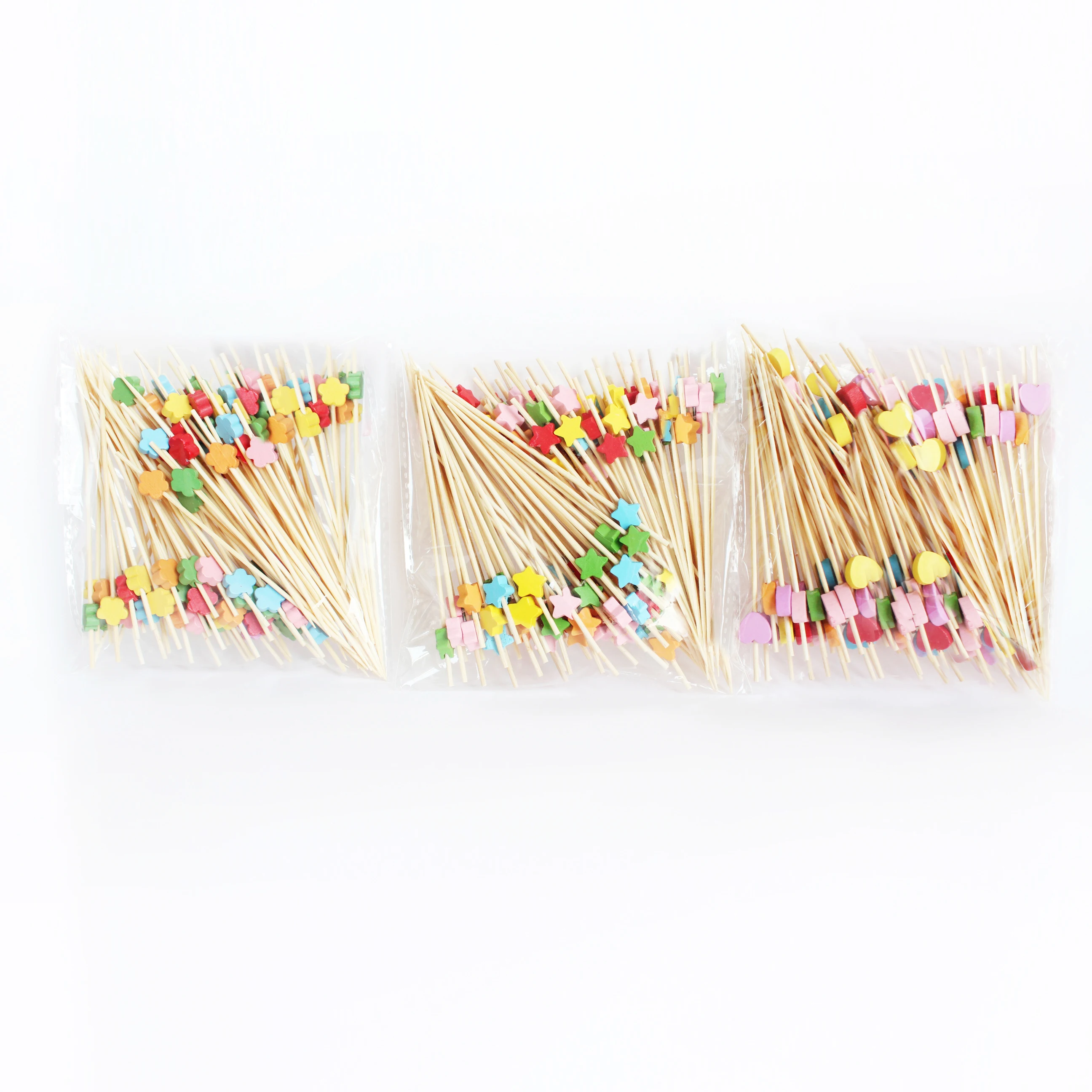 100-Pack Cocktail Picks, Colorful Wooden Toothpicks Cocktail Sticks for Party