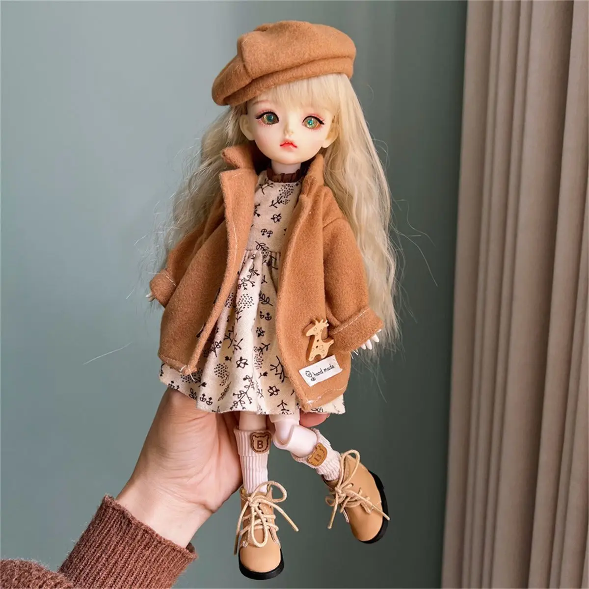 (No Doll and Shoes) Cute 30Cm Bjd Doll Clothes 1/6 Scale Winter Coat Dress Hat Set Fashion Outfit for Girl Toy Gift Accessories