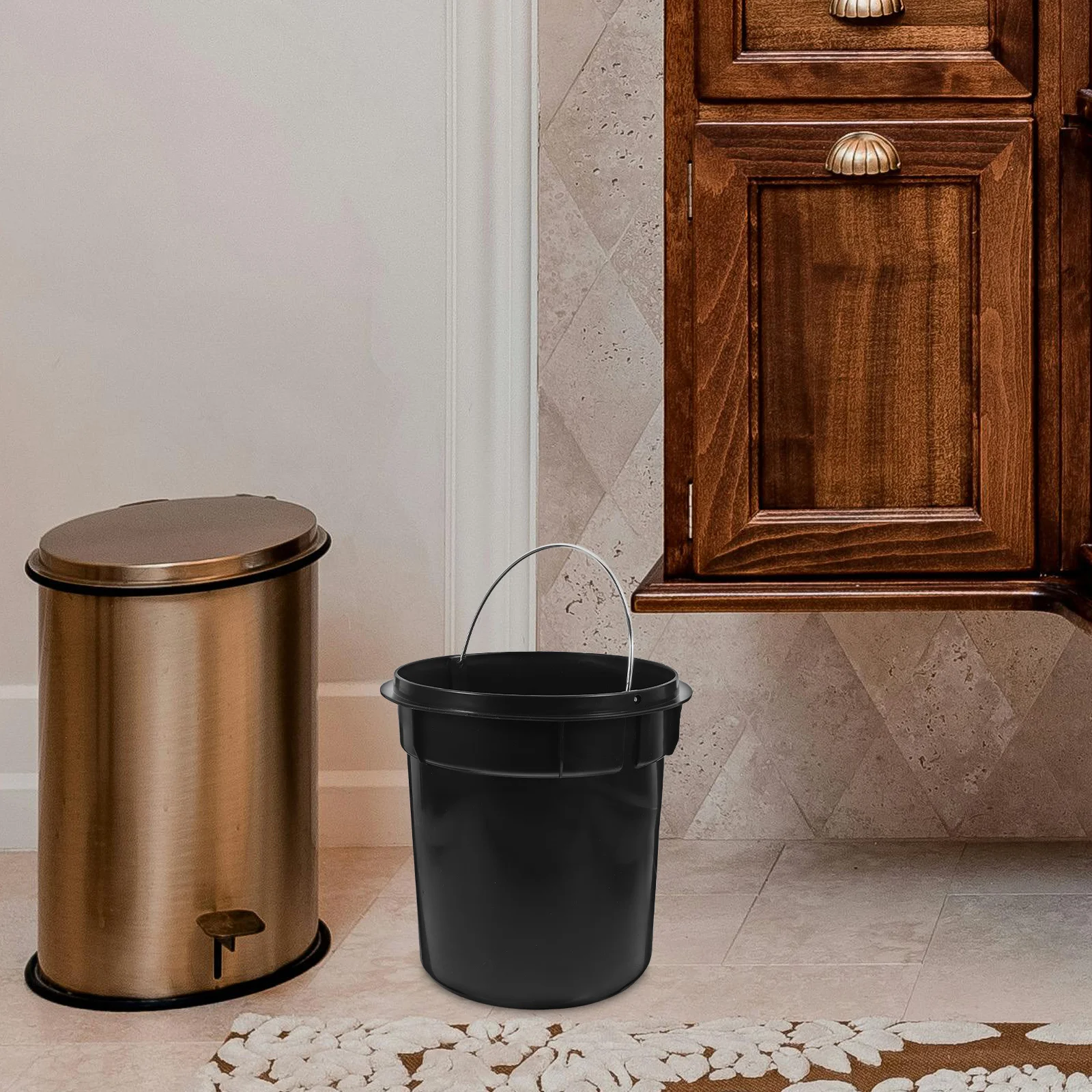 

Round Trash Can Inner Bucket Replacement Removable Plastic Garbage Bin Liner Insert Large Capacity Handle for Indoor Outdoor