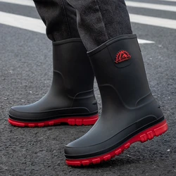 Mens Mid Calf Boots Waterproof Rubber Shoes for Fishing Husband Work and Safety Galoshes Male Rain Boots Non Slip Water Footwear