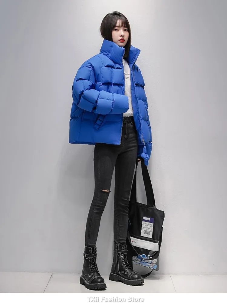 TXii piumino invernale donna caldo moda oversize addensare Streetwear coreano sciolto spesso corto piumino parka vestiti