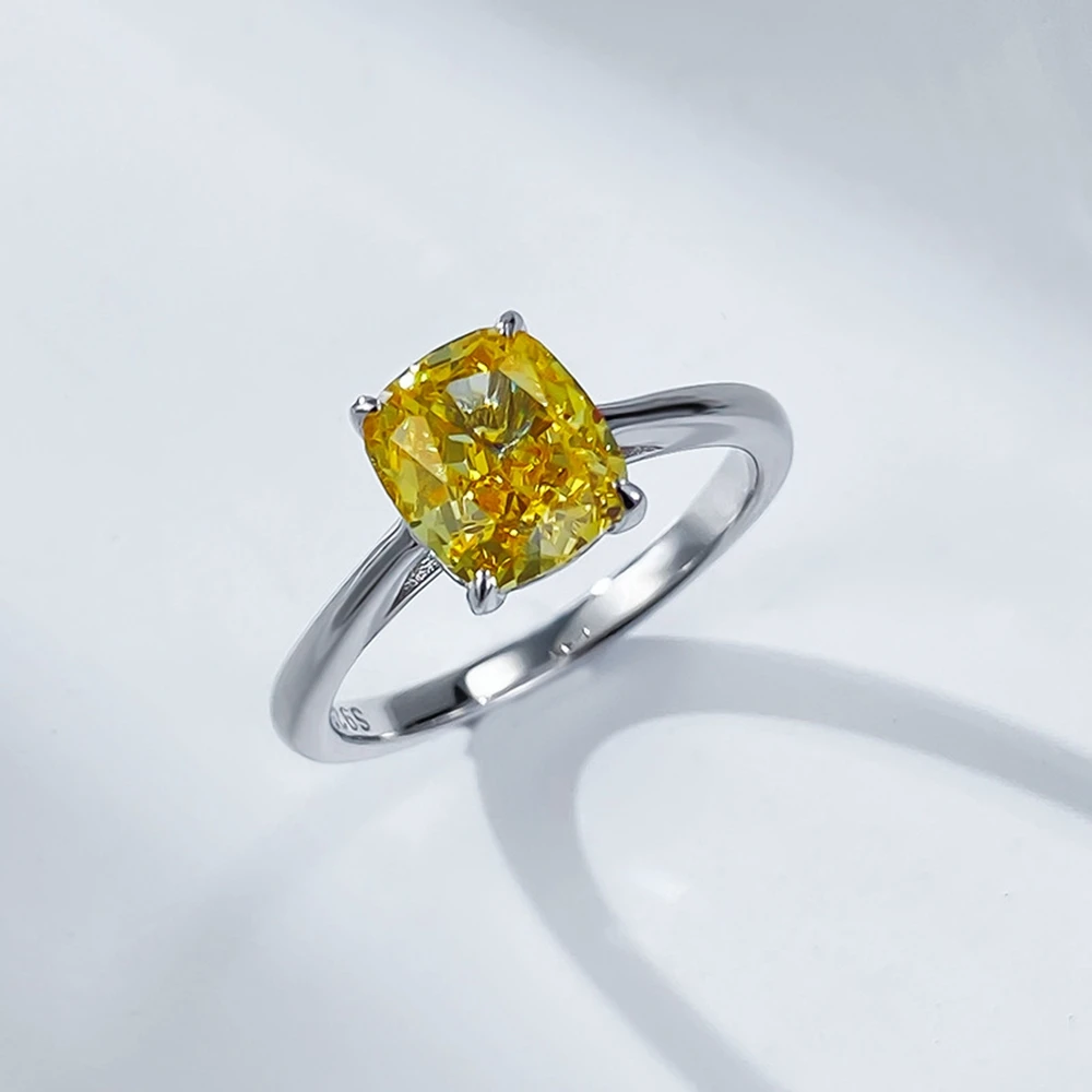 Vinregem Crushed Ice Cut Citrine Gemstone Sparkling Ring for Women 925 Sterling Silver Wedding Engagement Fine Jewelry Wholesale