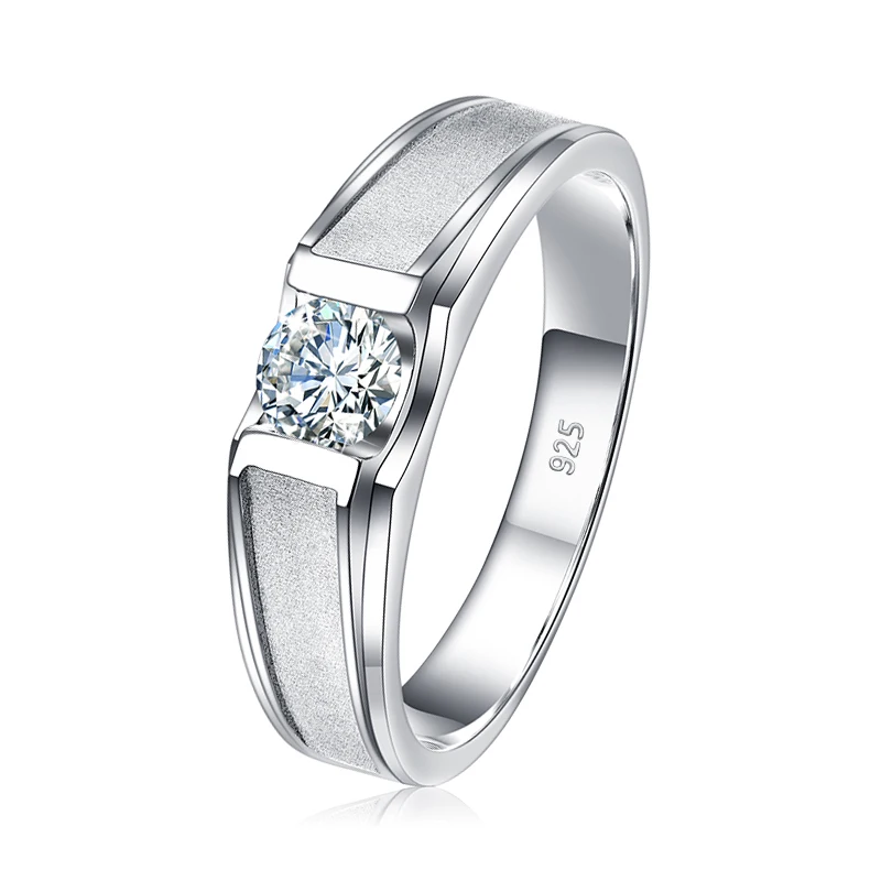 925 Sterling Silber Mattierte Verlobungsringe für Männer und Frauen Moissanit Ehering Paar Jubiläum Schmuck Geschenk – Detail 7