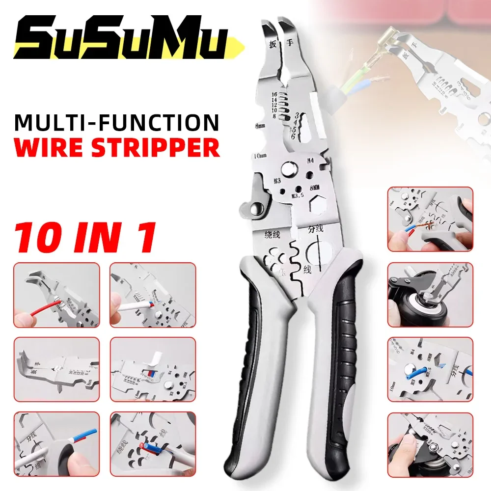 Crimper Kabel Cutter Abisolierzange Multifunktionale Abisolieren Crimpen Zange Einstellbare