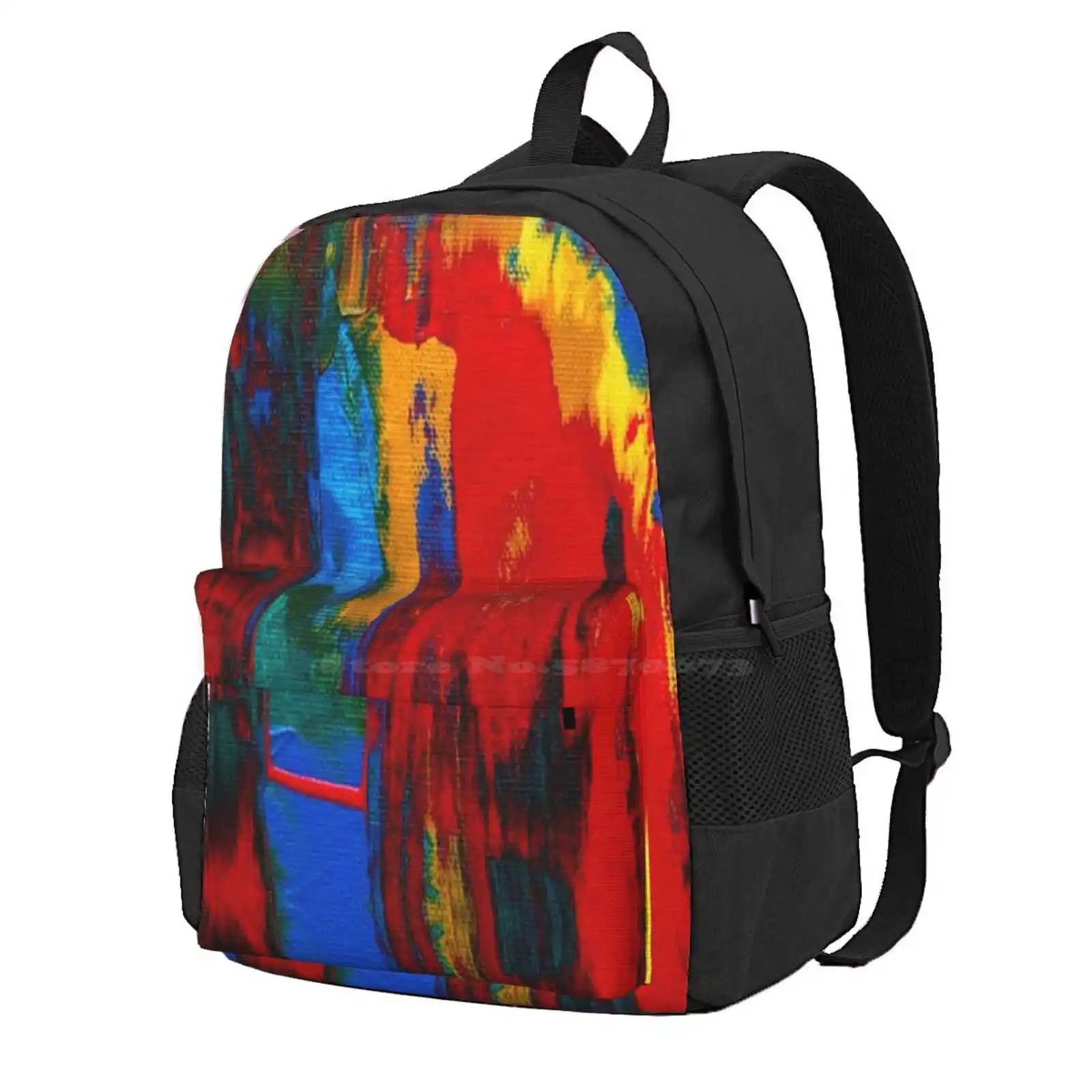 Bright Bold Colorful Abstract Art Hot Sale Schoolbag Backpack Fashion Bags Wearable Art Colorful Unique Bold Abstract Art