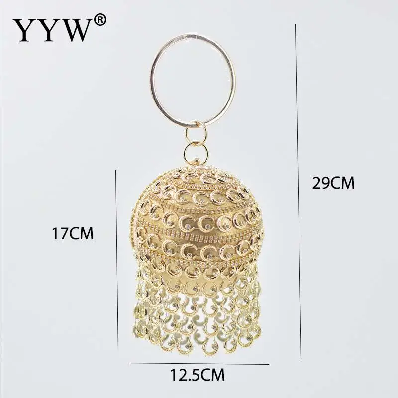 Round Ball Diamond Tassel Women Party Dinner Clutches Evening Wedding Bag Female Bridal Shoulder Handbag Wristlets Clutch Purse