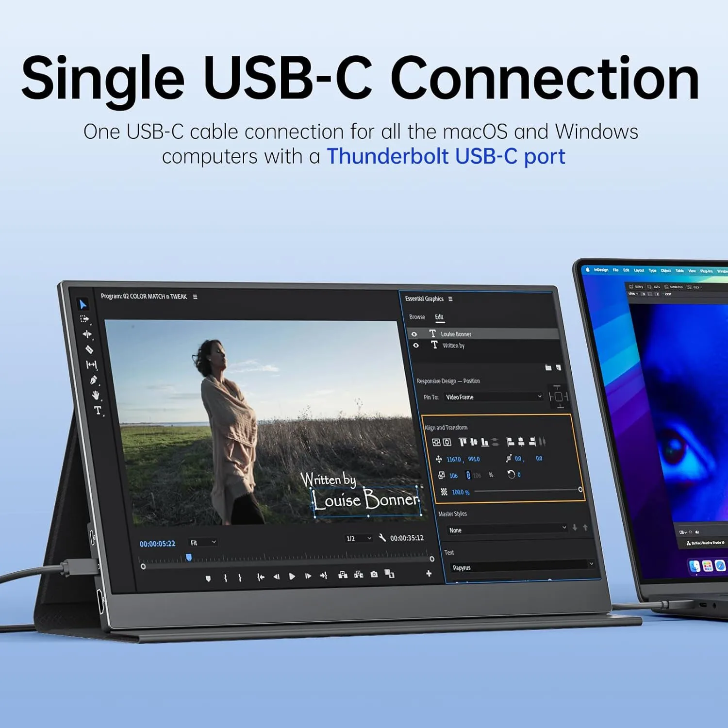 15.6 Inch 1920*1080P FHD Portable Monitor 72%sRGB IPS 300Nits With Type-C Mini HDMI For Laptop Phone PS4/5 XBox Mac Dack Switch
