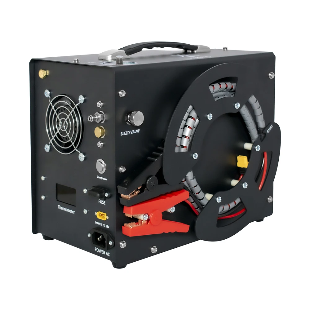 TUXING TXES062 4500Psi 300Bar PCP Luftkompressor mit Drahtspule Eingebauter 12V Stromadapter & Ventilator Auto-Stopp für PCP Tau