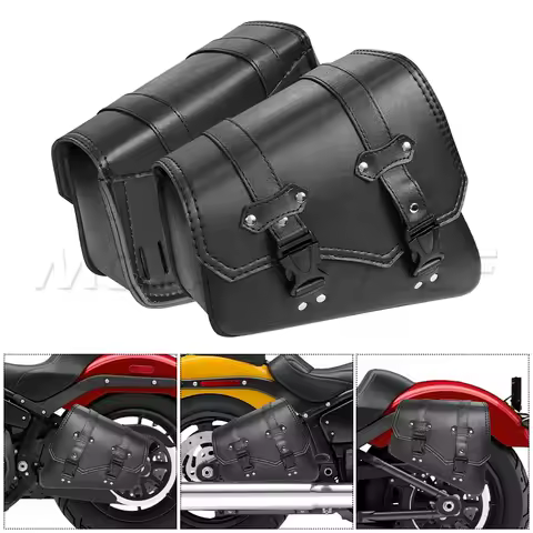 Universal Accessories Triangle Synthetic Leather Motorcycle Side Saddle Bag for Cafe Racer ATV For Harley Sportster XL 883/1200