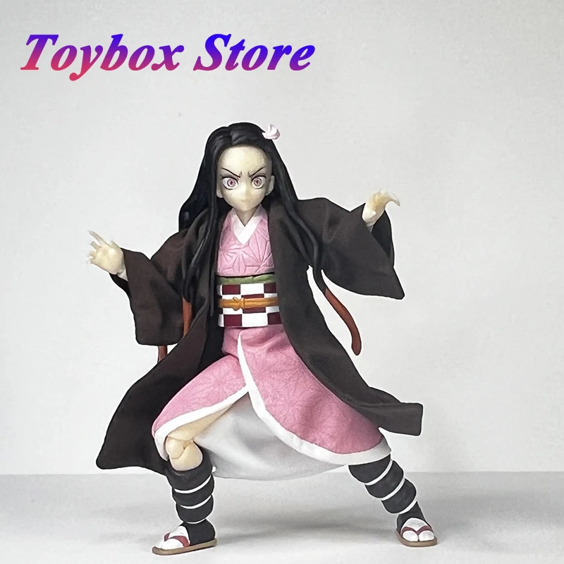 1/12 Kamado Nezuko Anime Girl Soldier Kimono Coat Pink Short Skirt Clothes Accessory For 6