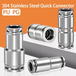 10Pcs 4mm 6mm 8mm 10mm 12mm PU/PG Pneumatic Fitting 304 Stainless Steel Press Push in Quick Connector Release Air Fitting