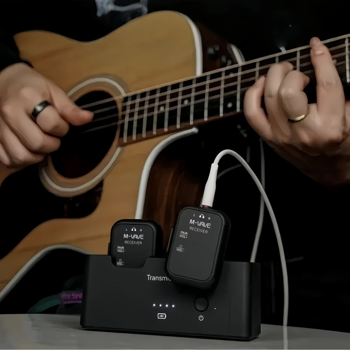 M-VAVE WP-12 Wireless In-Ear Monitoring System, 2.4GHz 1Tx+2Rx, 3ms Latency, 24H Playback, Charging Case for Stage/Singer