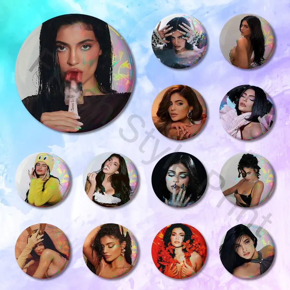 Model K-Kylie J-Jenner Pins 58mm Cute Cartoon Badge Handmade Brooches for Backpack Accessories