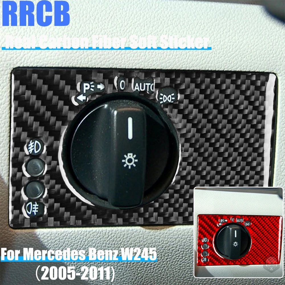 

Автомобильные аксессуары из углеродного волокна, крышка переключателя фар, мягкая наклейка для Mercedes Benz W245 B-Class 2005 2006 2007 2008 2009 10 11