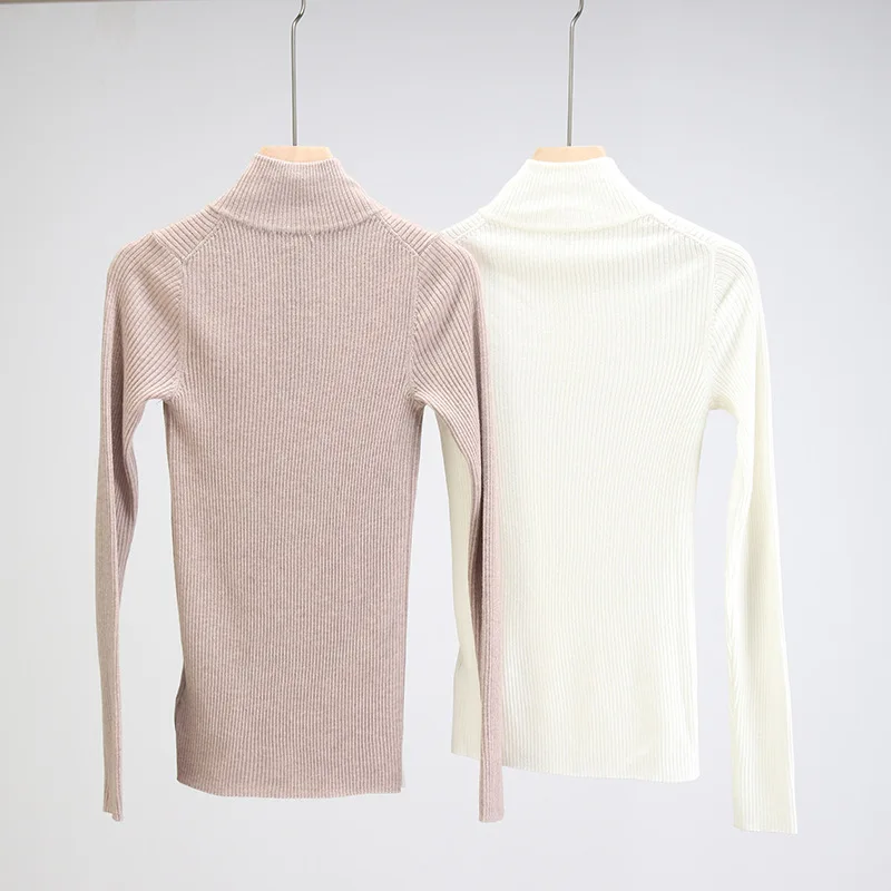 Neuer Damen-All-Match-Pullover aus Wolle mit halbem Reißverschluss und langen Ärmeln