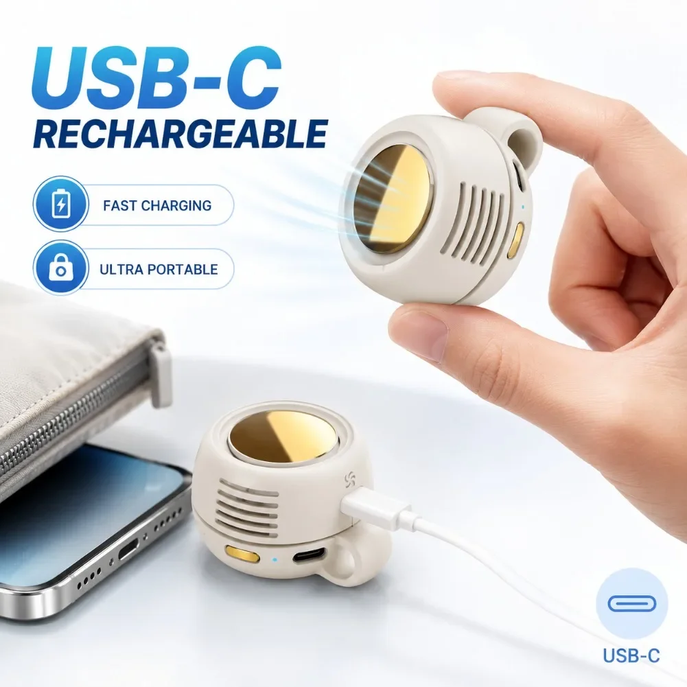 Mini USB Cooling Fan Portable Waist Buckle Clamp Quiet Fan for Outdoor Work Hiking Home Travel Daily Personal Cooling Tool Set
