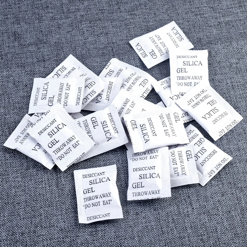 50/100/200 Packs 1g Non-toxic Silica Gel Desiccant Packets Safe Moisture Absorbing Drying Bulk Bags For Clothes Food Storage