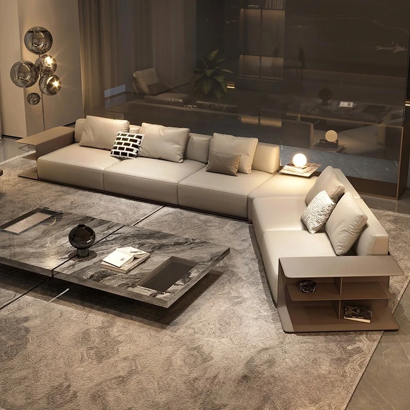 Leather sofa first layer cowhide Italian minimalist living room corner combination