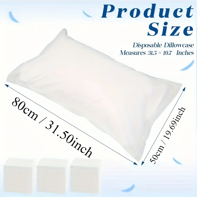 50/100 Pack Disposable Pillow Protector Covers Premium Thick Non-Woven Dustproof Travel Hotels Bedding Essential Pillowcase Set