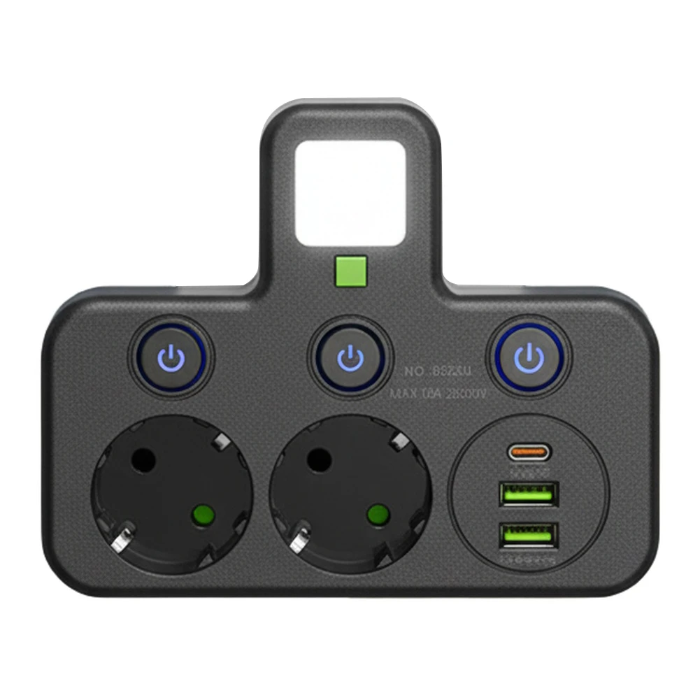 

USB Charging Hub White black EU Power Strip Multiple USB Ports Independent Switches Surge Protection Safety Shutters