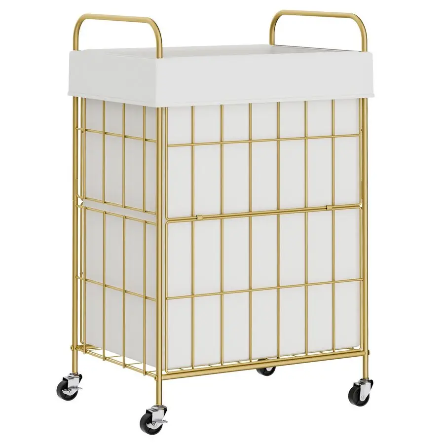 

Hamper with Wheels, 90L Laundry Basket with Handle, Laundry Sorter with Removable Liner Bag