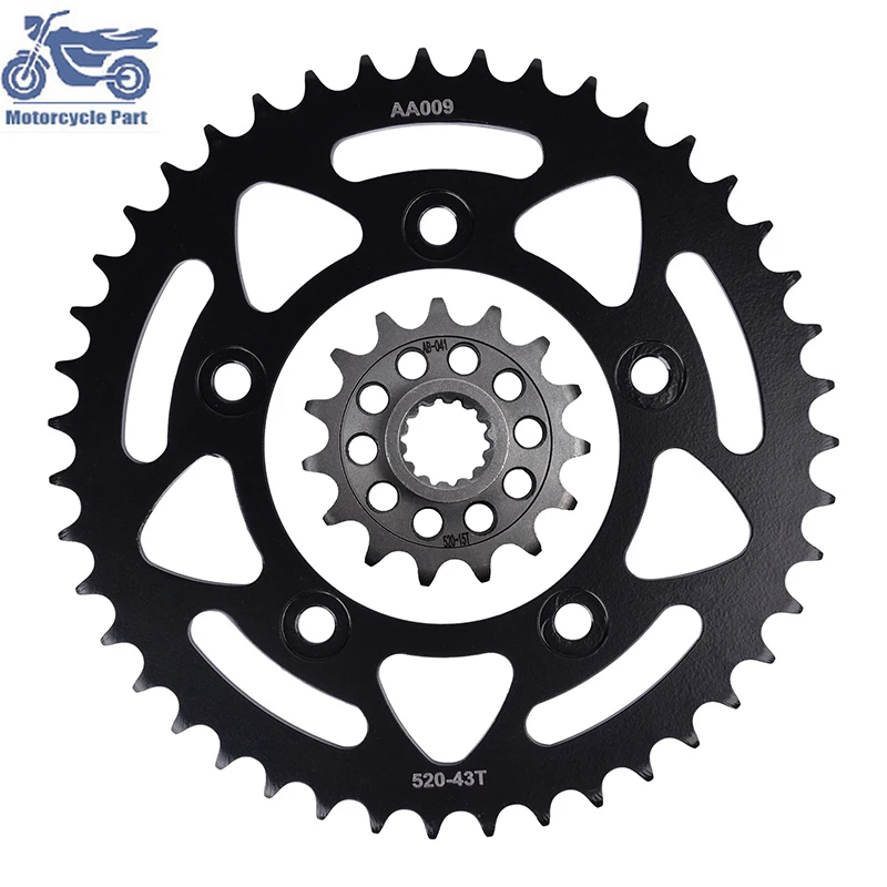 

937cc Motorcycle Front Rear Sprockets 20CrMnTi For Ducati 937 Monster 937 Monster + 2021 2022 2023 2024 43T/15T Tooth 520