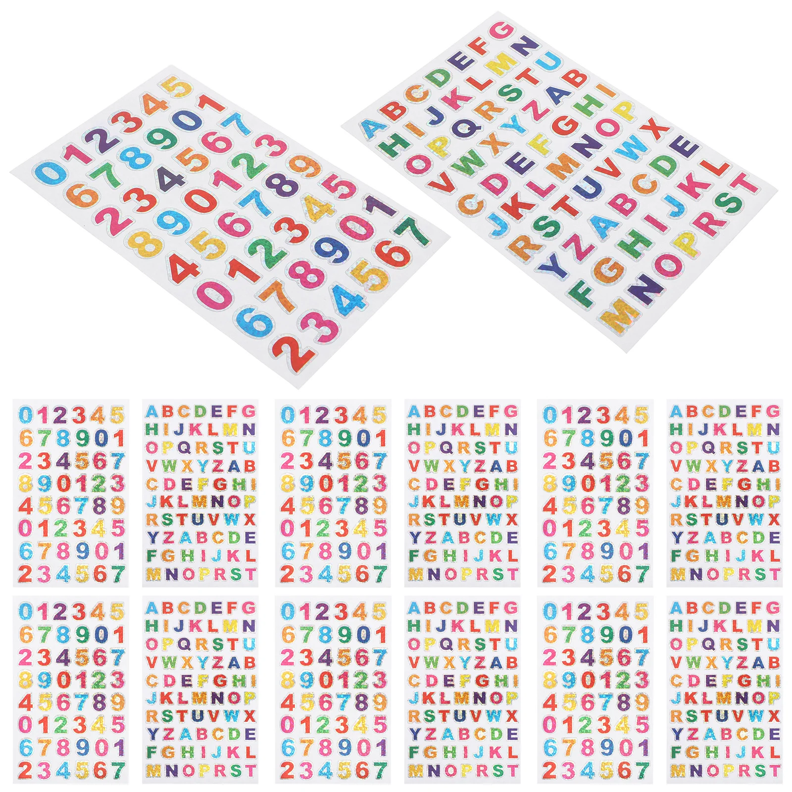 

20 Sheets Colorful Alphabet Number Stickers Vibrant Glitter Letter Stickers for Phones Laptops Books DIY Crafts Decoration