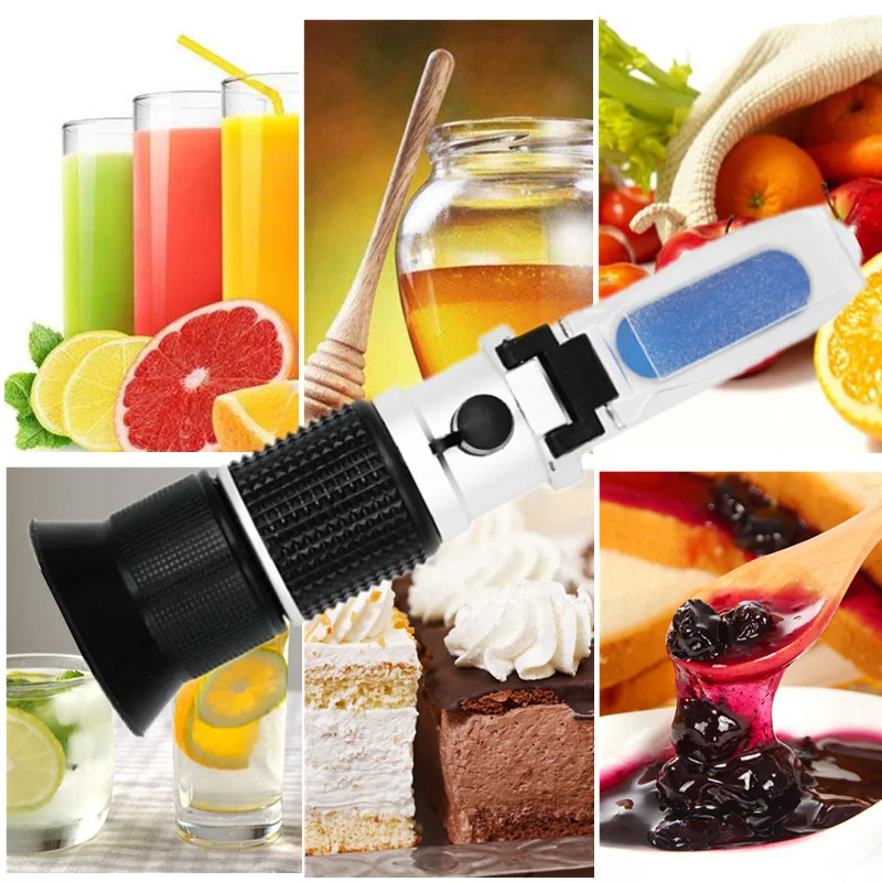 Handheld High concentration 0-90% Brix Tester Refractometer 0-32% Honey Saccharimeter Bees Sugar Food Beverages ATC Densimeter