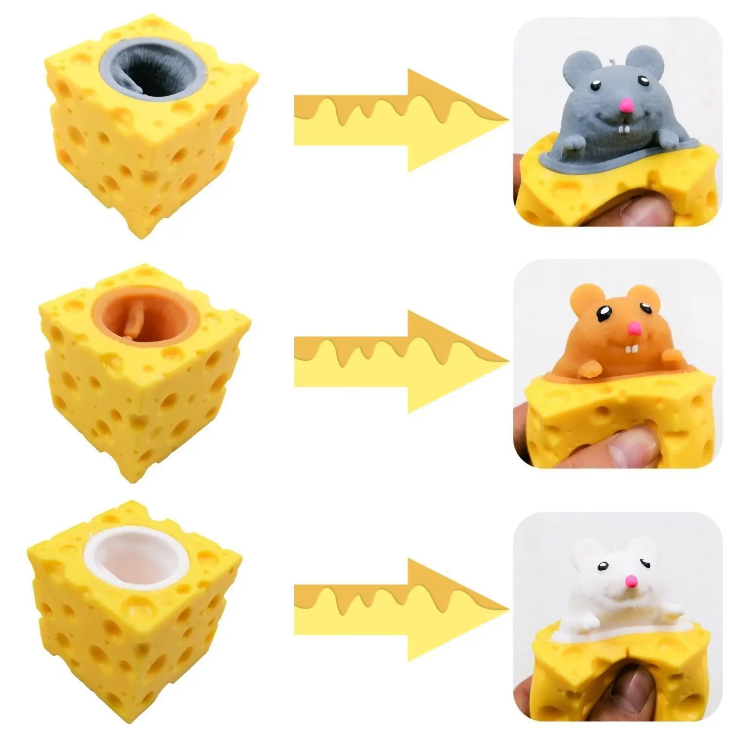 Cute Cartoon Sensory Fidget Toy para crianças, Cheese Mouse Cup, Squeeze Toys, Belinching, Presente para amigo