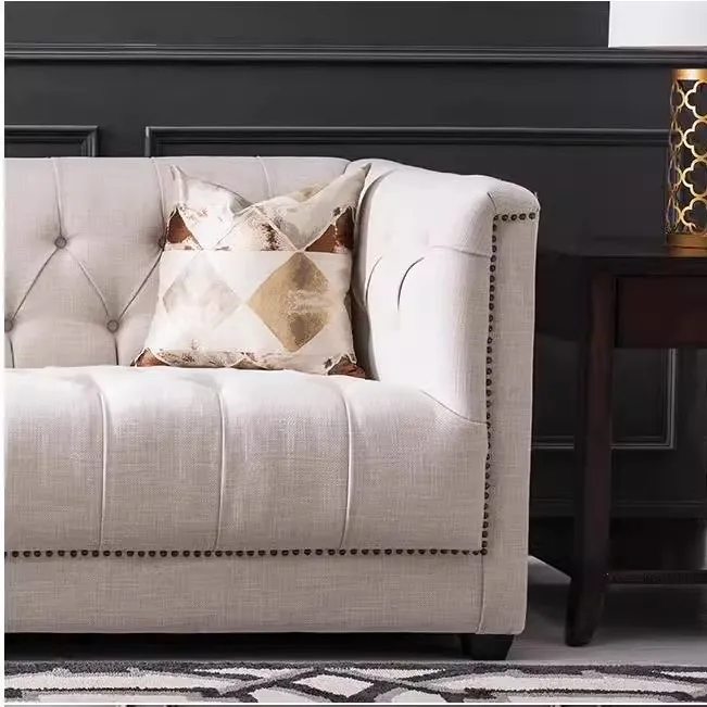 Light Luxury Post-modern Designer Studio Beauty Salon B & B Leisure Living Room Straight-row Combination Buckle Fabric Sofa