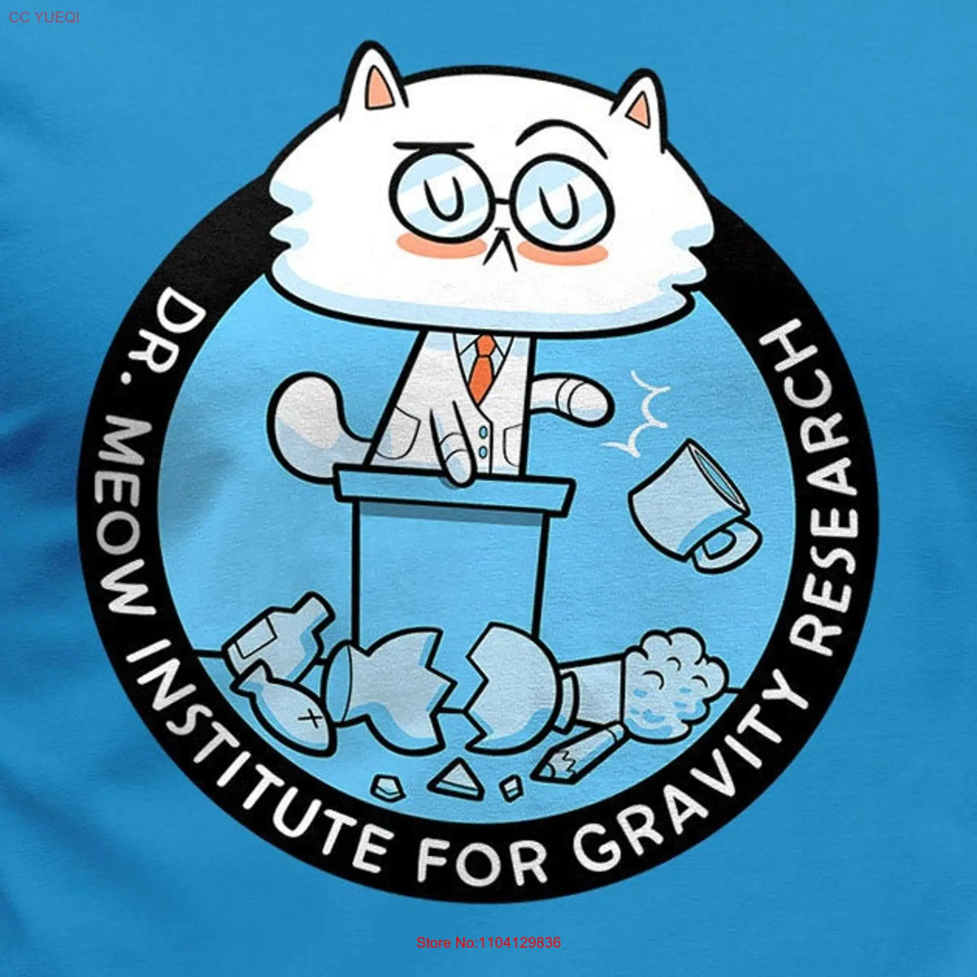 Gravity Research cute science shirt caT T scientist throwing stuff off table plus size unisex slimfit