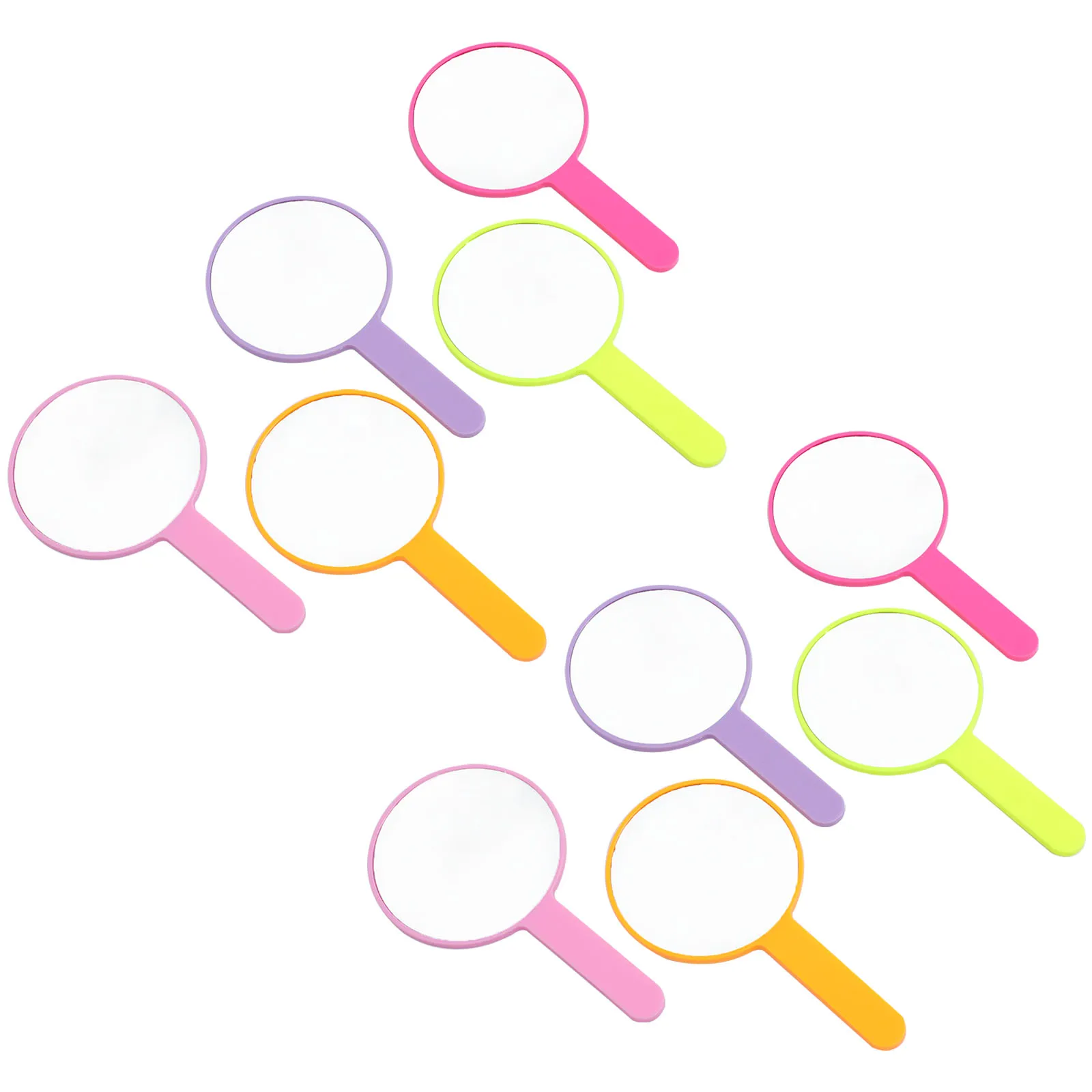 

10 Pcs H held Round Makeup Mirrors Compact Vanity Portable Travel PU PVC Glass Single Sided Long Lasting