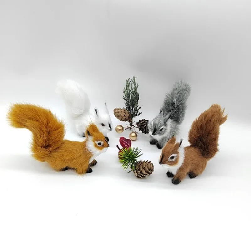 

Simulation Plush Squirrel Figurines Animal Miniatures Artificial Fake Squirrel Garden Tree Ornaments Home Festival Decoration