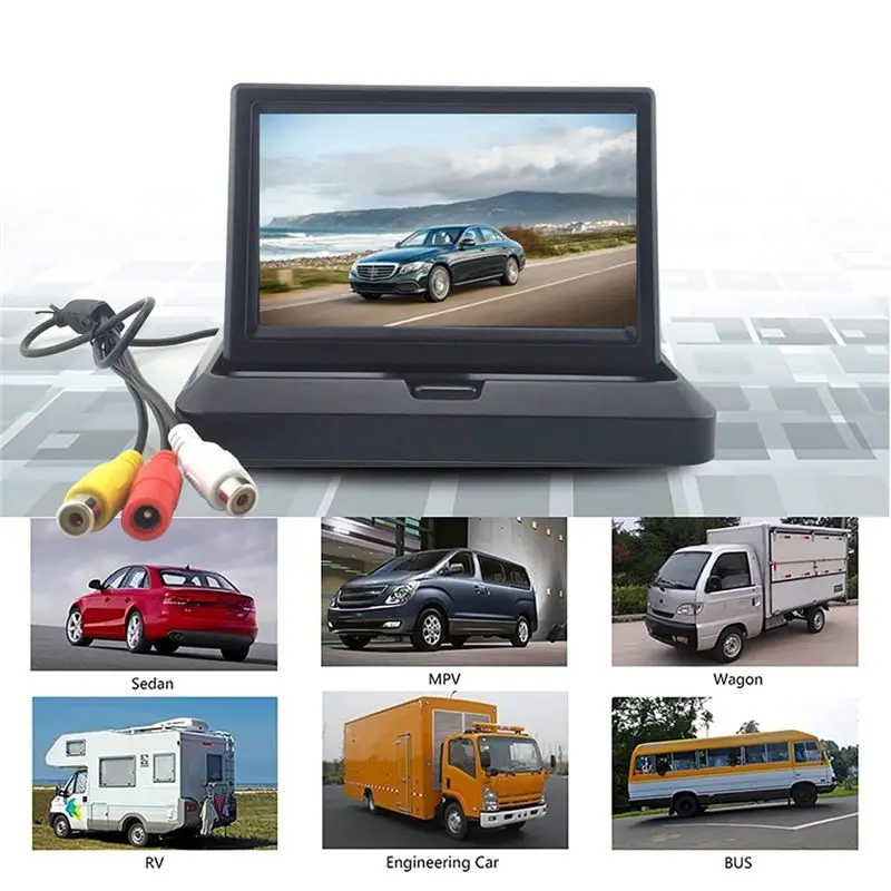 Rear View Monitor With Backup Camera 5 Inch Car Monitor Rear View Car Camera Parking System Kit-ABQF