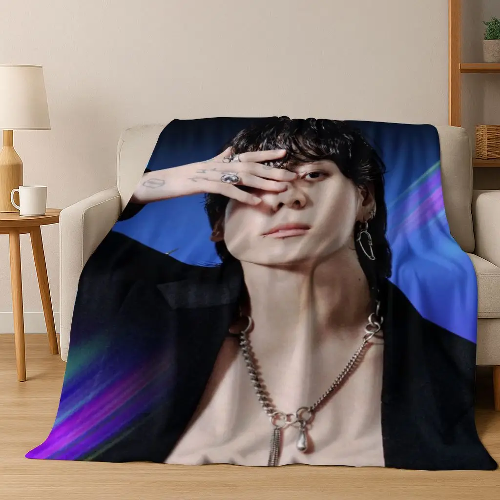 ثلاثية الأبعاد Kpop Jeon Jung Kook Jk JIMIN ستار الفانيلا بطانية لينة بطانية دافئة لغرفة النوم غرفة المعيشة السرير السفر التخييم نزهة هدية #5