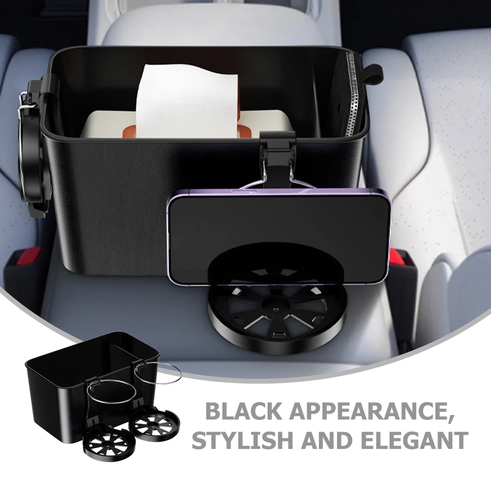 

2Pcs Car Storage Box with Cup Holder and Tissue Holder Ideal for Vehicle Organization