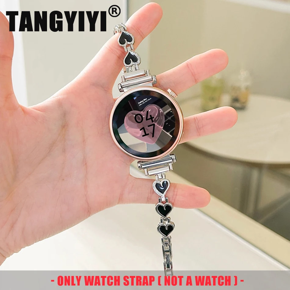 

18/20/22MM Band For Samsung Galaxy Watch 7 6 4 Classic 5 Pro Fashion INS Love Heart Metal Slim Bracelet Strap Amazfit Bip GT2 3