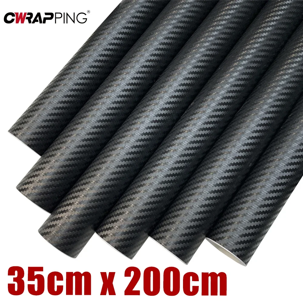 3D-Kohlefaser-Auto-Klebe-Vinylfolie, 35 x 200 cm, mattschwarze Folie, wasserdicht, Motorrad-Aufkleber, Vinylfolie für Autozubehör
