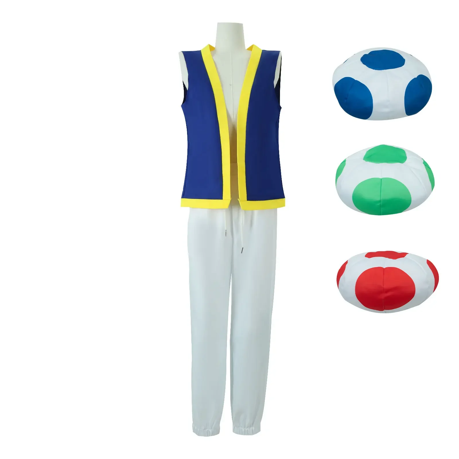 Game Kinopio Toad Cosplay Costume Kids Vest Pants Hat Full Set Children Super Bros Role Play Uniform Suit Halloween Party