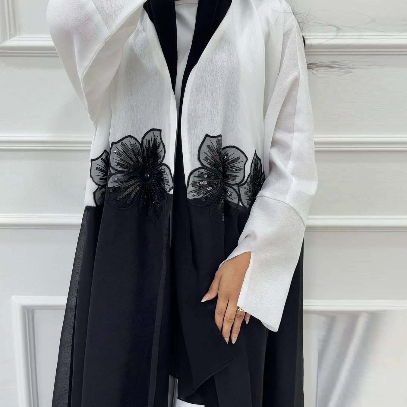 

Eid Dubai Open Abaya Appliques Kimono Cardigan Women Muslim Dress Turkey Kaftan Kebaya Caftan Marocain Femme Robe Islam Jalabiya