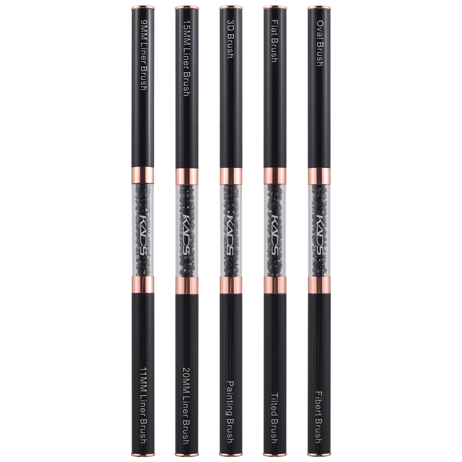 5 pz/set Spazzole per unghie in gel a doppia estremità Spazzole nere in nylon per manicure Nail Art Spazzole per unghie Accessori e strumenti per unghie