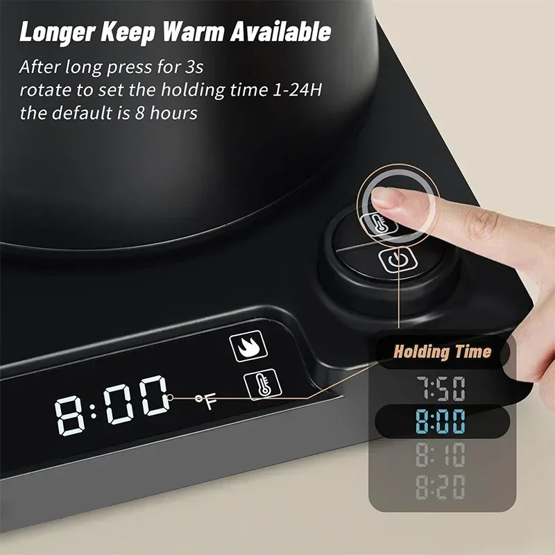 غلاية كهربائية 1200 وات، درجة حرارة ثابتة ذكية، غلاية كهربائية ذات فم ناعم، غلاية قهوة مخمرة يدويًا، غلاية برقبة أوزة