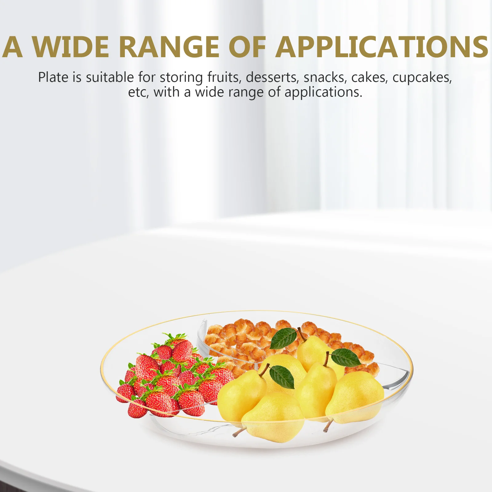 

Fruit Plate 3 Compartments Plastic Tray Storage Dessert Snack Cake Party Supplies Home Accessories PET Hygienic Multi