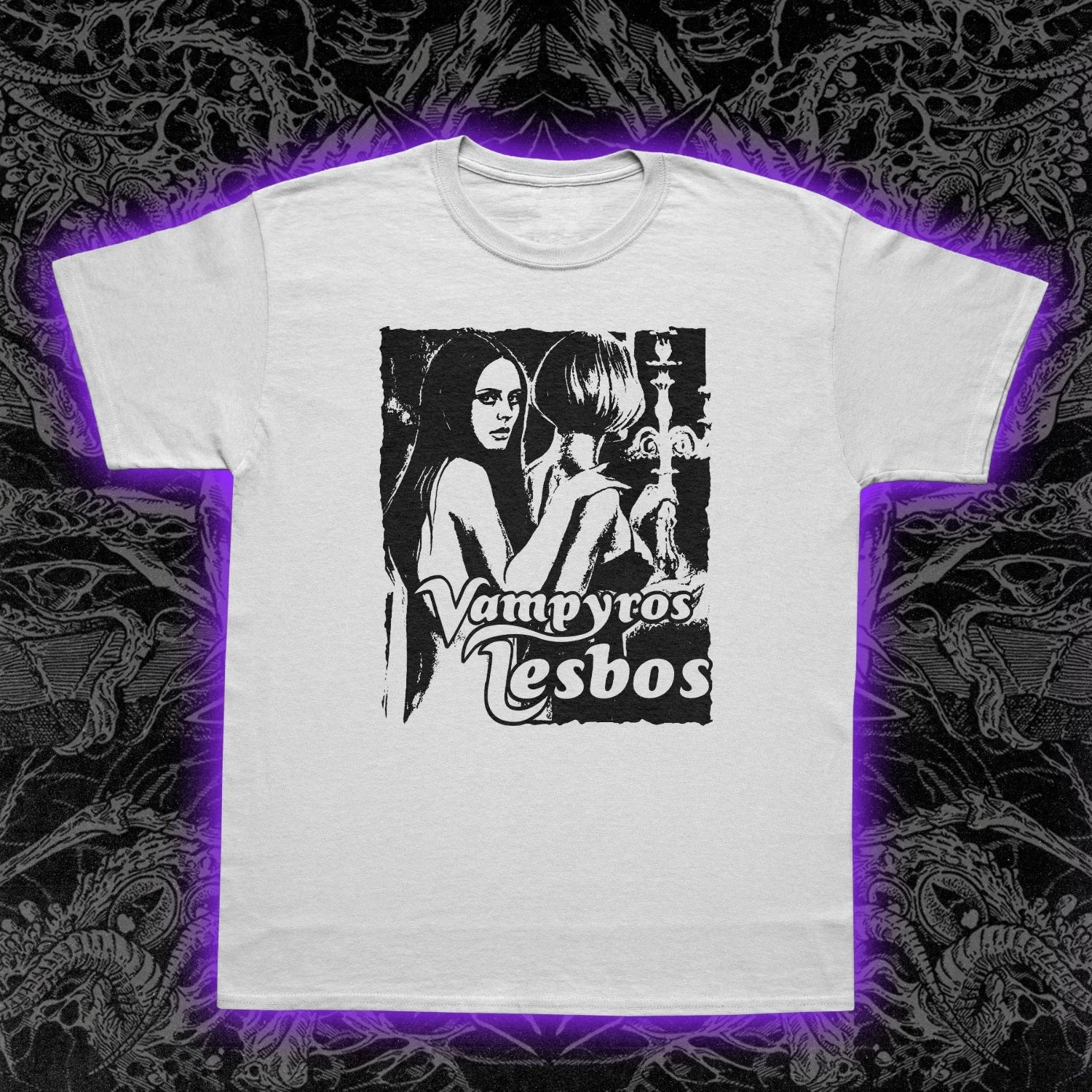 Vampyros Lesbos T-Shirt 1971 Cult Vampire Horror Film Graphic Tee Unisex Men's T-Shirt Black Casual T Shirt