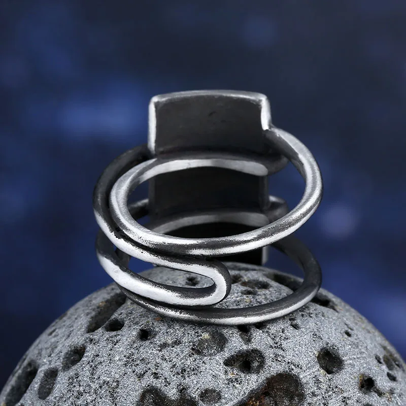 Stainless Steel Viking Simple Ring Geometry vintage Hammer retro punk Classic Ring Male finger Love Jewelry for man Gift OSR526
