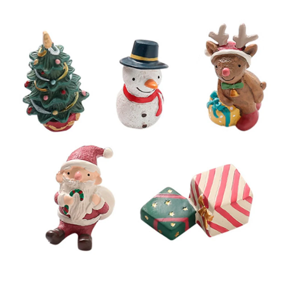 

5 Pcs Christmas Resin Ornaments Xmas Toy Micro Landscape Decor Adorable Home Desktop