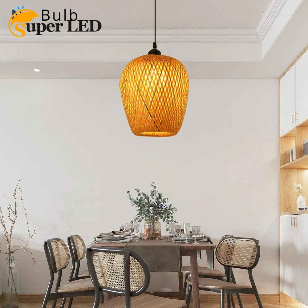 

Creative Personality Bamboo Lampshade Pendant Light Bamboo Lamp Cover Decor Bamboo E27 Chandelier Retro & Art Style Lampshade