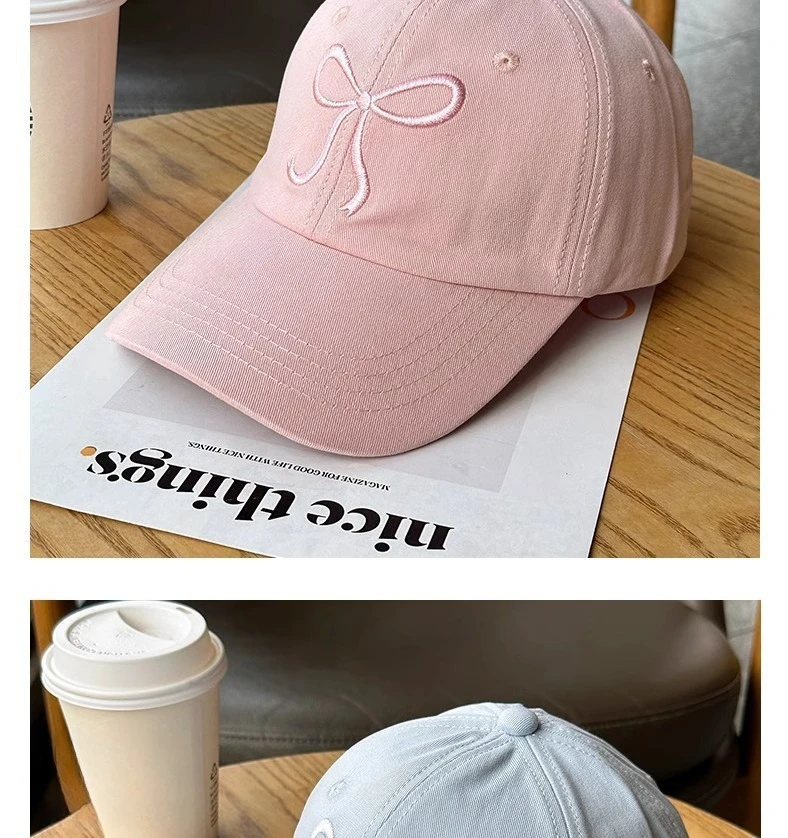 Nette Koreanische Ins Baseball Kappe Frauen Bogen Design Süße Romantische Rosa Soft Top Hut Mode Einstellbare Snapback – Detail 7